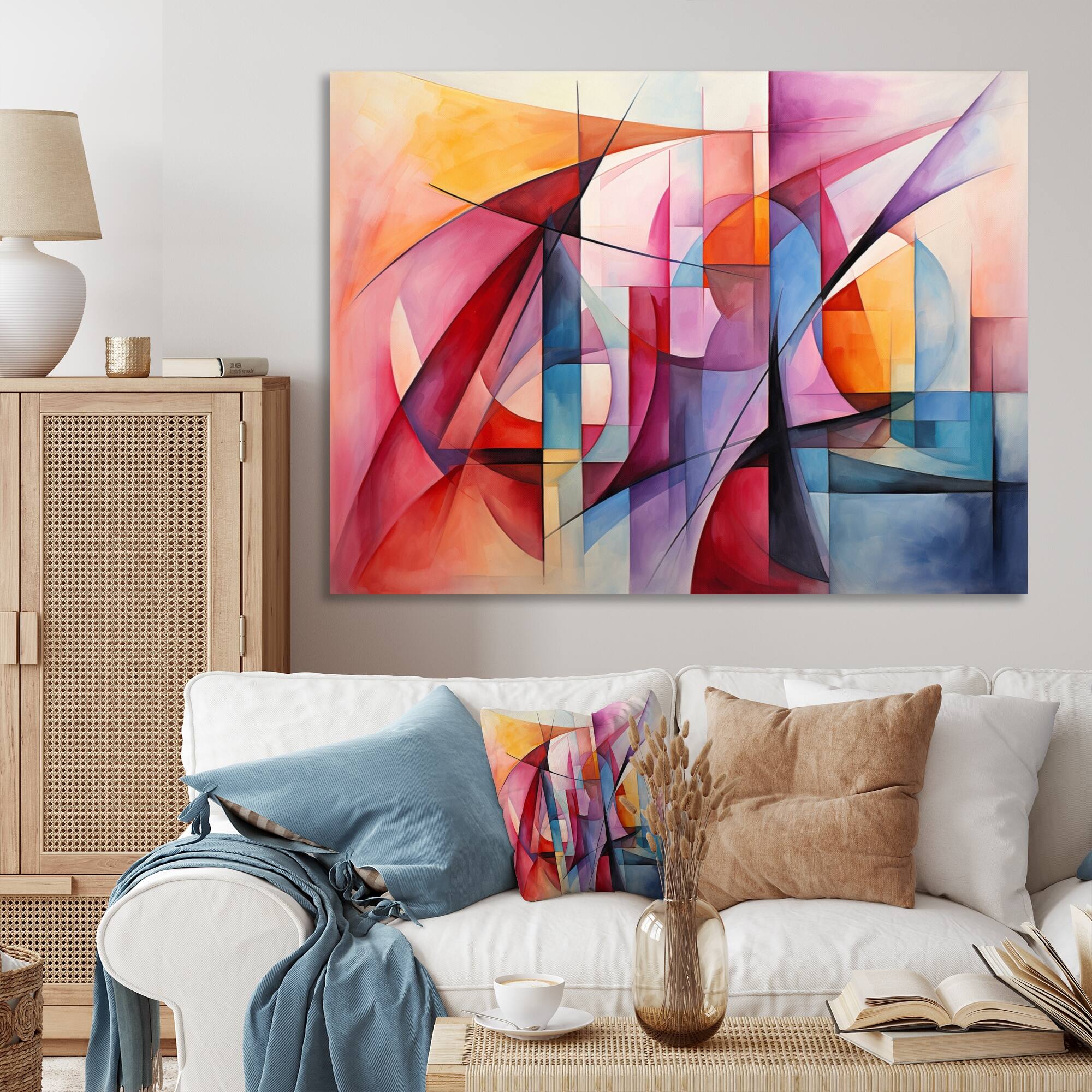Designart "Cubism Rainbow Forms IV" Cubism Wall Art Prints Bed Bath
